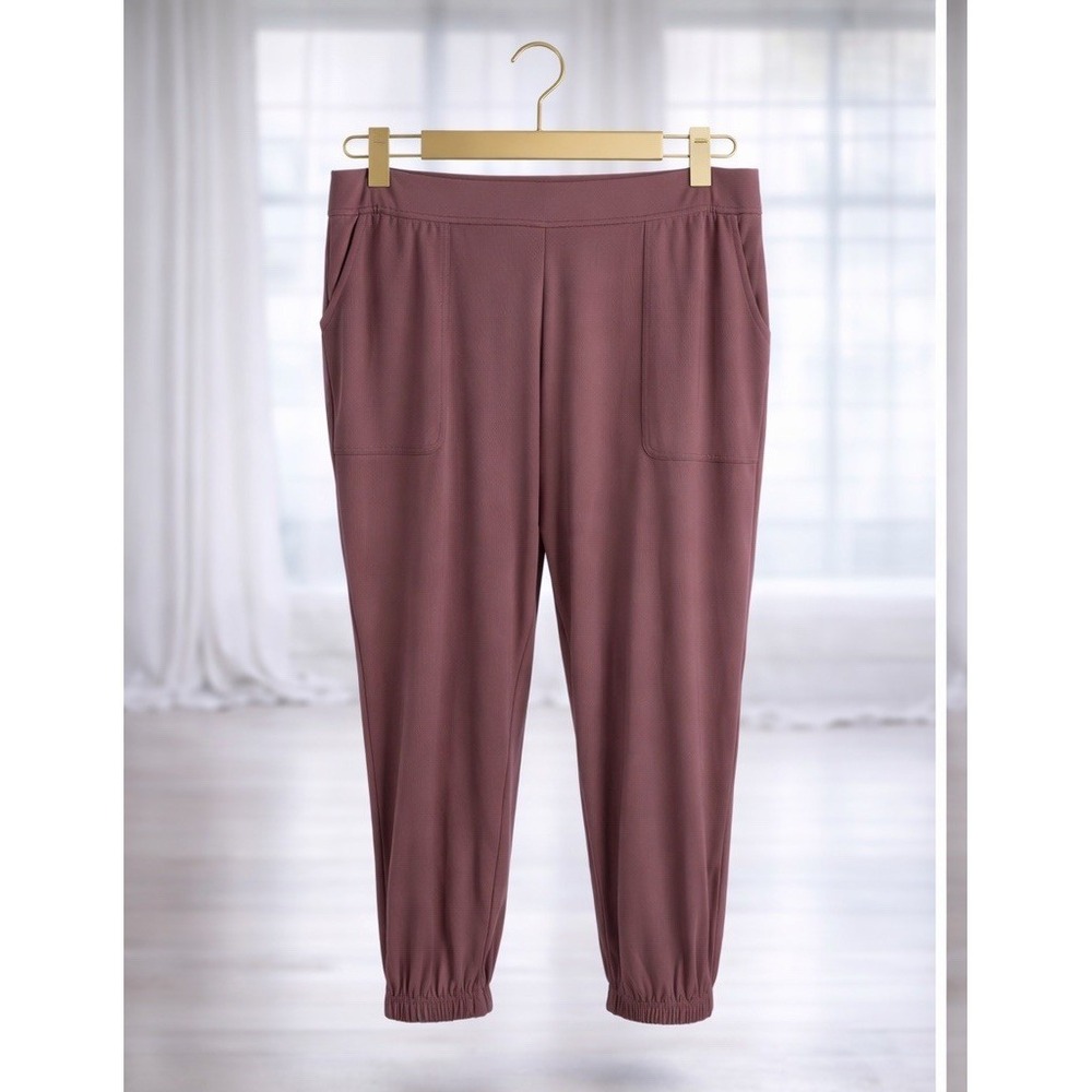 Lisa Rinna Dusty Pink Ultra Soft Stretch Pull-on Comfy Jogger Pants Pockets 1X